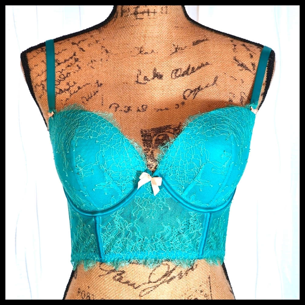 Victoria Secret- NWOT Turquoise Shimmer Lace Brazier, 36D